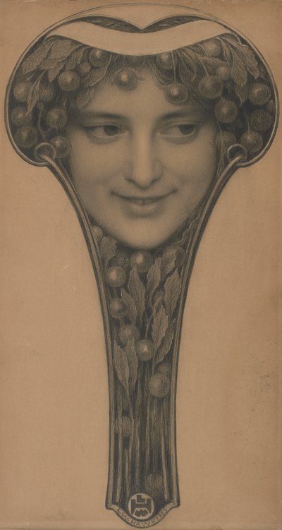 Maske, c.1900 (açık kahverengi kağıt üzerine siyah tebeşir ve kurşun kalem) by Louis Welden Hawkins
