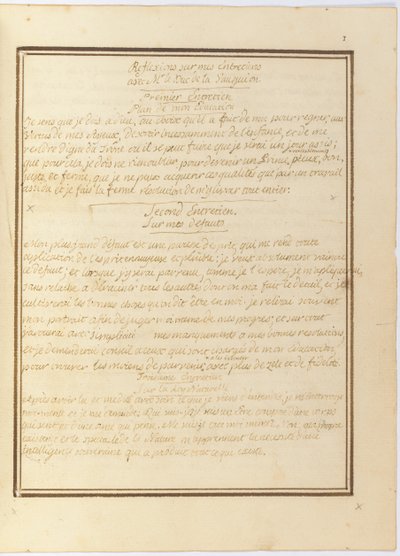"Bay le Duc de la Vauguyon ile Röportajım Üzerine Düşünceler", imzalı el yazması, Ocak 1767 - 1769 başları by Louis XVI
