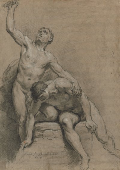 iki erkek çıplak by Louis de Boullogne