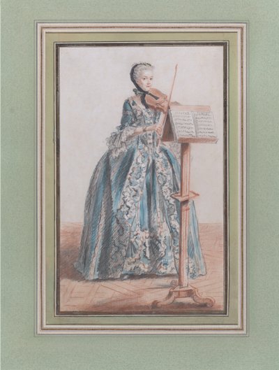 Keman Çalan Kadın, Önden Görünüş, yak. 1758-59. by Louis de Carmontelle
