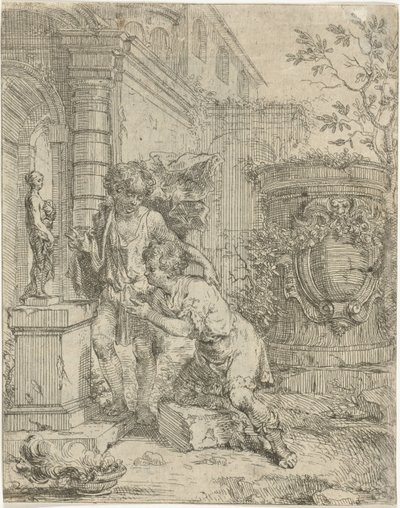 Venüs heykelinde iki erkek by Louis de Deyster
