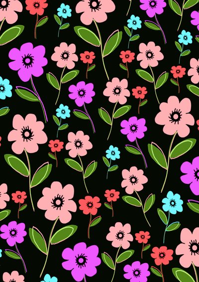Retro Çiçekler (dijital) by Louisa Hereford