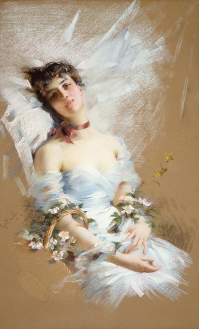 Çiçek Sepetleri ile Uzanan Güzellik (kağıt üzerine pastel) by Louise De Hem