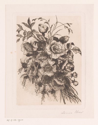 Gül ve anemon ile çiçek natürmort by Louise Elsen (attributed to)