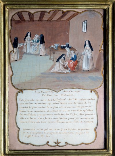 Jansenism “” Hastalara bakan Port royal des champs (Port-Royal-des-Champs) manastırının dini””. Louise Madeleine Cochin (1686-1767) 18. yüzyılın ilk çıkışından sonra isimsiz guaj. Port Royal, Musee Des Granges. by Louise Madelaine (after) Cochin