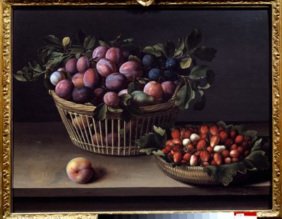 Bir şeftali, çilek ve bir meyve sepeti Tablo Louise Moillon (1610-1696) 17. yüzyıl Toulouse, Musee des Augustins by Louise Moillon