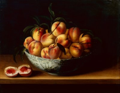 Bir Çıkıntıda Wanli Kraak Porselen Kase içinde Şeftali (panelde yağ) by Louise Moillon
