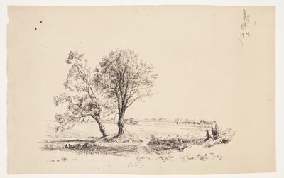 Bir dere kenarında söğüt ağaçlarıyla dolu manzara by Louise Ravn Hansen