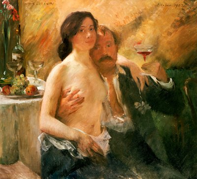 Çıplak Kadın ve Camlı Otoportre by Lovis  Corinth