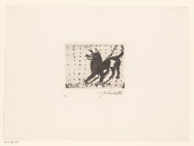 Havlayan köpek Cave Canem (nesne üzerindeki başlık) by Lovis Corinth (signed by artist)