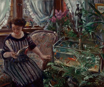 Dame am Goldfischbassin by Lovis Corinth