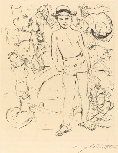 Mayo ve Hasır Şapka Takan Çocuk Mayo ve Hasır Şapka Takan Çocuk, 1915. by Lovis Corinth