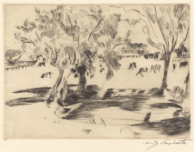 İneklerle Manzara, 1917. by Lovis Corinth