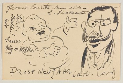 Lovis Corinth'den Carl Strathmann'a: 27 Aralık 1904'te postalanmış kartpostal by Lovis Corinth