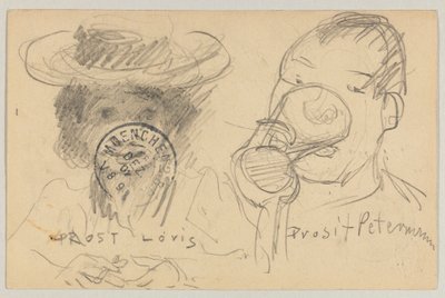 Lovis Corinth'den Carl Strathmann'a: kartpostal, ön yüzünde posta damgası 17 Aralık 1902 by Lovis Corinth