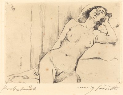 Dinlenme Üç Çeyrek Çıplak (Yatan Kadın Çıplak) by Lovis Corinth