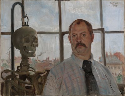 İskelet ile Otoportre by Lovis Corinth