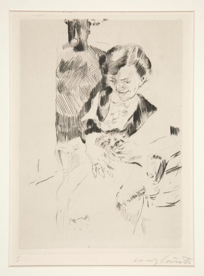Yavru kedi olan kadın by Lovis Corinth