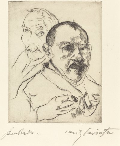 İki Erkek Kafa Otoportresinin Kroki, 1915. by Lovis Corinth