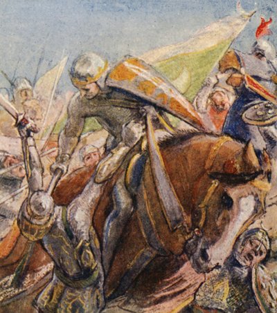 Haçlı Seferleri hikayeleri için illüstrasyon (renkli taş baskı) by Lowes Dalbiac Luard