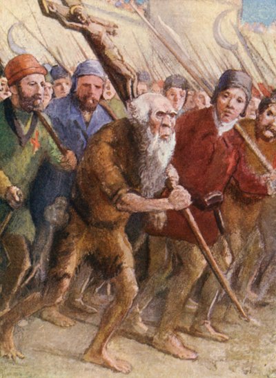 Haçlı Seferleri hikayeleri için illüstrasyon (renkli taş baskı) by Lowes Dalbiac Luard