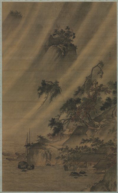 Bir Yağmur Fırtınasında Nehir Köyü by Lu Wenying