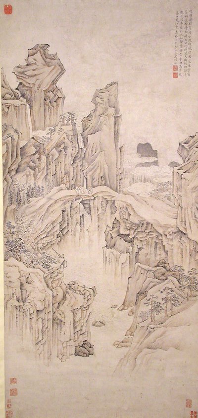 1556 tarihli Doğal Kaya Köprüsü. by Lu Zhi