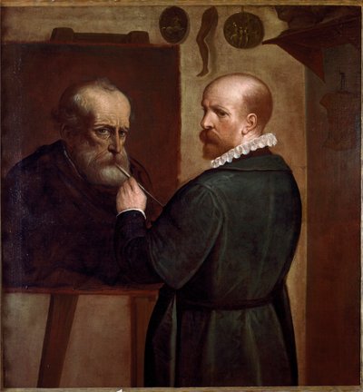 Babasının portresini yapan sanatçının otoportresi Luca Cambiaso (1527-1585) 1570 yaklaşık. Güneş. 104x97 cm Genler, Musei di Strada Nuova by Luca Cambiaso