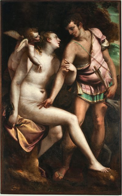 Luca Cambiaso (1527-1585) tarafından yapılan Venüs ve Adonis Tablosu 16. yüzyıl Genleri, Musei di Strada Nuova (eski Palazzo Bianco) by Luca Cambiaso