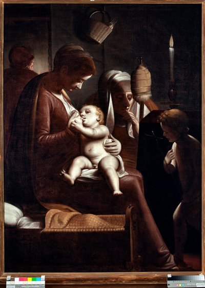 Vaftizci Yahya ile Bakire ve Çocuk veya “” Bakire bir mum” veya “” Aziz Anne ve Vaftizci Yahya ile Kutsal Aile”” (Mumlu Bakire) Tablo Luca Cambiaso (1527-1585) by Luca Cambiaso