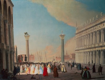 Piazzetta, Venedik, San Marco cephesinin önünden güneye bakıyor (tuval üzerine yağlı boya) by Luca Carlevaris