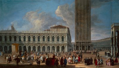 Piazzetta ve Piazza San Marco, Venedik (tuval üzerine yağlı boya) by Luca Carlevaris
