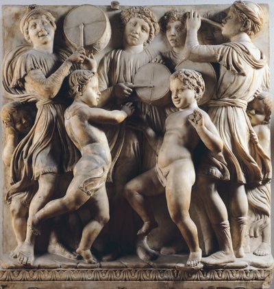 Dans eden, şarkı söyleyen ve oynayan çocuklar ve melekler, detay Cantoria (koro galerisi) by Luca Della Robbia