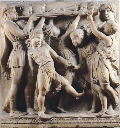 Çocuklar ve melekler dans ediyor, şarkı söylüyor ve oynuyor, Cantoria