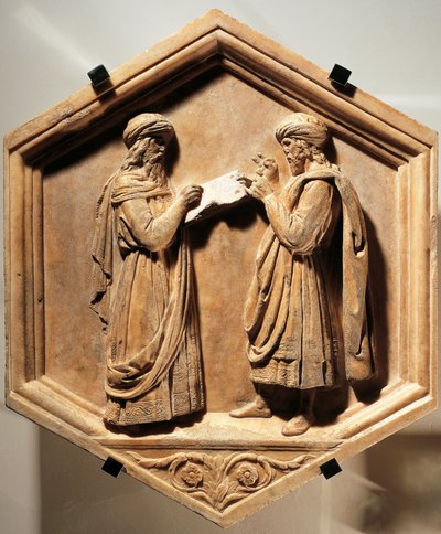 Pisagor ve Öklid by Luca Della Robbia