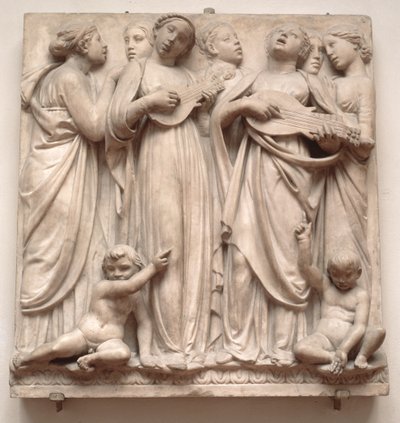 Şarkı söyleyen melekler, Cantoria'dan kabartma, c.1432-38 (mermer) by Luca Della Robbia