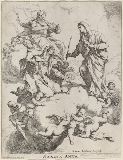 Bakire ve İsa tarafından alınan Aziz Anne by Luca Giordano