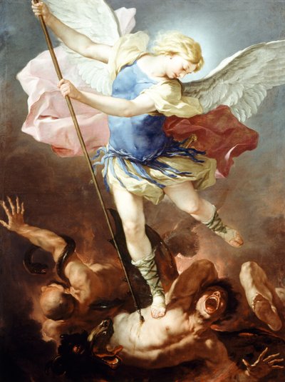 Aziz Michael şeytanı yener, Luca Giordano (1634-1705), tuval üzerine yağlı boya by Luca Giordano