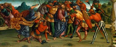 İsa'nın Yakalanması, Luca Signorelli (1441-50 - 1523) tarafından Ölü İsa Üzerine Ağıt predella'sından detay, ahşap üzerine tempera, 270x240 cm by Luca Signorelli