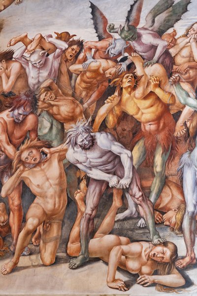 Cehenneme lanetlenmiş, şeytanlarla detay ve lanetlenmiş by Luca Signorelli
