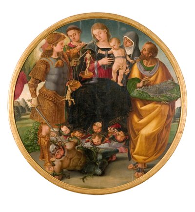 Aziz Tondo Signorelli, 1510-1515 arasında Madonna ve Çocuk. by Luca Signorelli