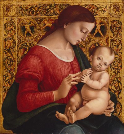 Madonna ve Çocuk, c.1505-07 (ahşap üzerine yağ ve altın) by Luca Signorelli