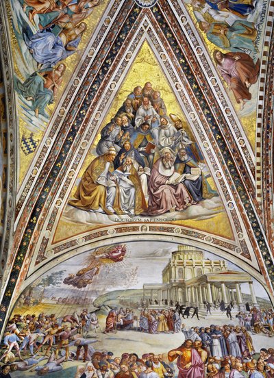 Şehitler, patrikler, kilise doktorları ve bakireler by Luca Signorelli