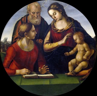Aziz ile Kutsal Aile, c.1490-1495. by Luca Signorelli