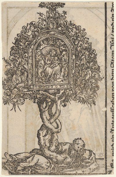 Wittenberg Reliquaries, 1509 Büyük Serisinden Jesse Ağacı ile Altın Bir Reliquary. by Lucas Cranach the Elder