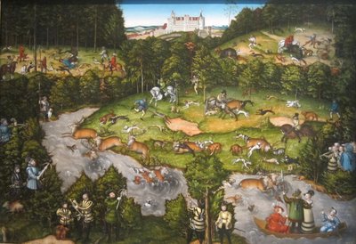 Hartenfels Kalesi yakınında avcılık by Lucas Cranach the Elder
