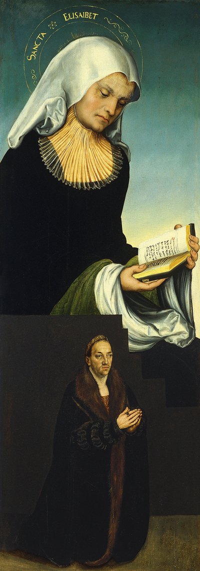 Donör olarak Saksonya Dükü George ile Aziz Elizabeth, yaklaşık 1514 by Lucas Cranach the Elder
