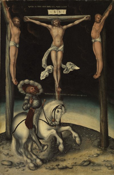 İsa ve iki hırsızın haçları arasında yüzbaşı Longinus, 1539 by Lucas Cranach the Elder