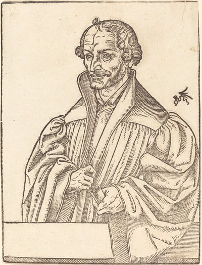 Philip Melanchton, Yarım Boy Sola Doğru, Göğüs Dekoltesinin Arkasında Duruyor by Lucas Cranach the Younger