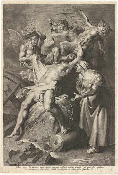 Şeytanlar Tarafından Eziyet Edilen ve Karısı Tarafından Suistimal Edilen İş by Lucas Emil Vorsterman after Sir Peter Paul Rubens